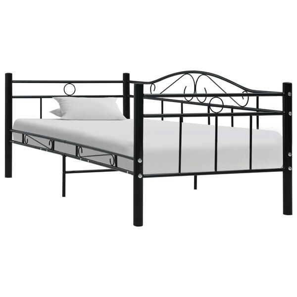 vidaXL Daybed Frame without Mattress Black Metal 90x200cm