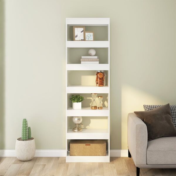 vidaXL Book Cabinet/Room Divider High Gloss White 60x30x198 cm