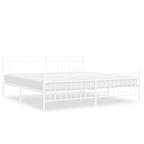 vidaXL Metal Bed Frame without Mattress with Footboard White 193x203cm