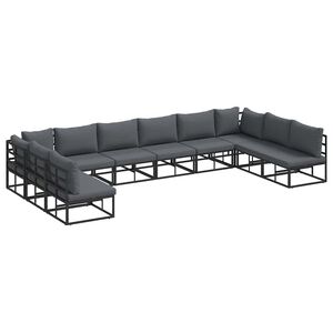 vidaXL Garden Sofa Set 10 pcs Black Aluminium