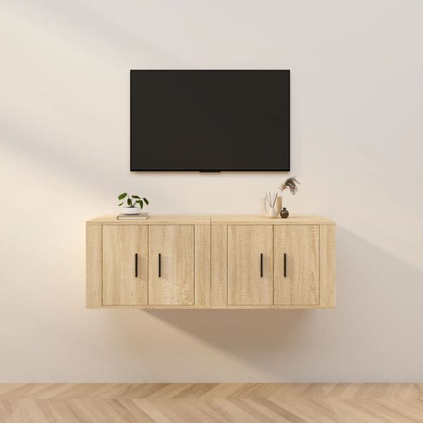 vidaXL Wall-mounted TV Cabinets 2 pcs Sonoma Oak 57x34.5x40 cm