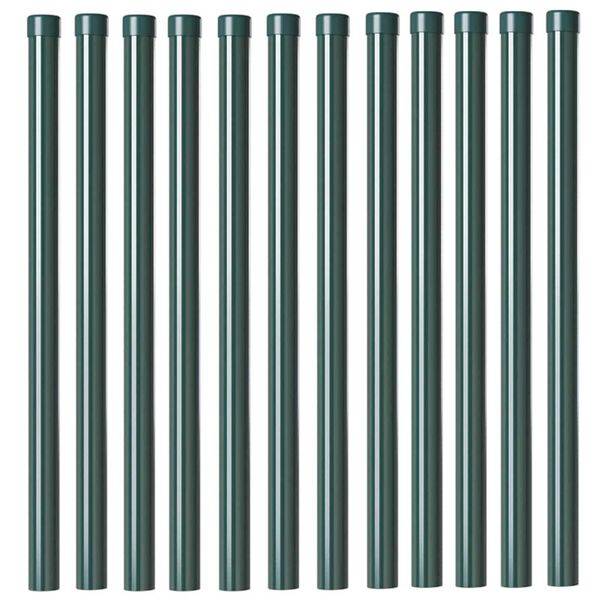 vidaXL Fence Posts 12 pcs Green 80 cm Powder-coated steel
