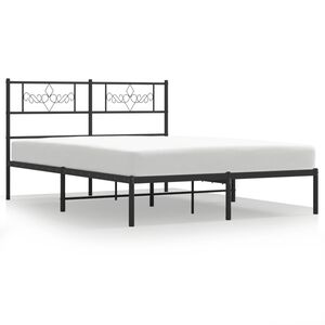 vidaXL Metal Bed Frame without Mattress with Headboard Black 160x200cm