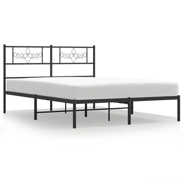 vidaXL Metal Bed Frame without Mattress with Headboard Black 160x200cm
