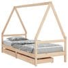 vidaXL Kids Bed Frame with Drawers 90x200 cm Solid Wood Pine
