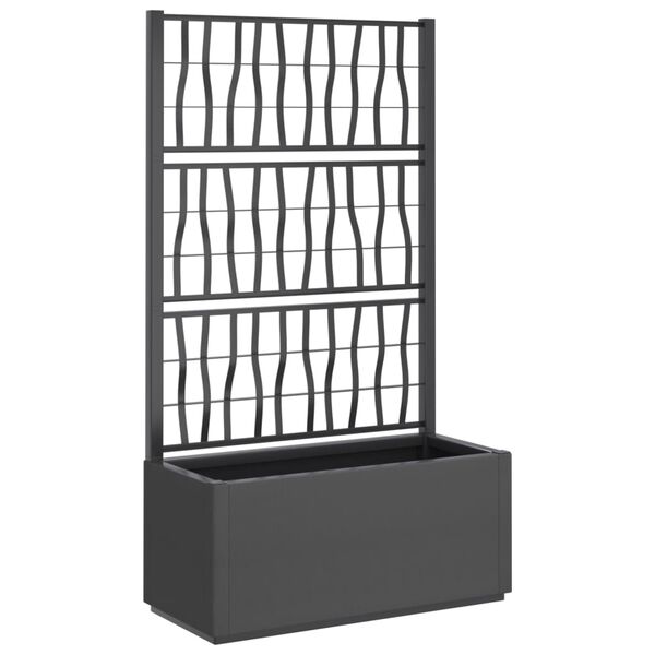 vidaXL Garden Planter with Trellis Dark Grey 80x36x140 cm PP
