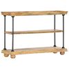 vidaXL 2-Tier Bookshelf 110x35x75 cm Solid Mango Wood and Steel