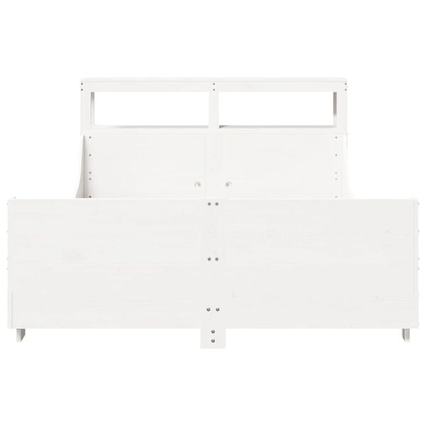 vidaXL Bed Frame without Mattress White 150x200 cm King Size Solid Wood Pine