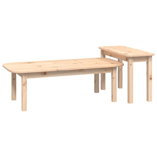 vidaXL 2 Piece Coffee Table Set Solid Wood Pine