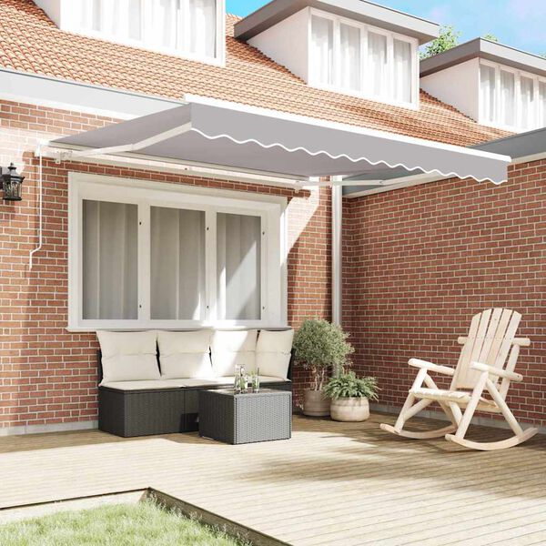 vidaXL Retractable Awning Manual Light Grey 350 x 250 cm