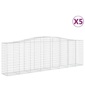 vidaXL Arched Gabion Baskets 5 pcs 400x50x120/140 cm Galvanised Iron