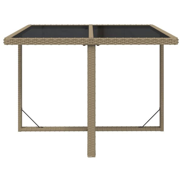 vidaXL Garden Table Beige 109x107x74 cm Poly Rattan and Glass