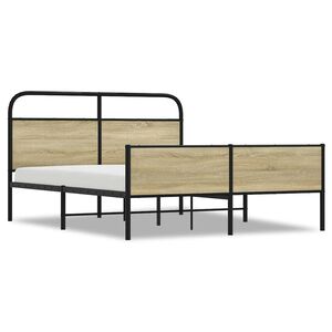vidaXL Metal Bed Frame without Mattress Sonoma Oak 150x200 cm King Size