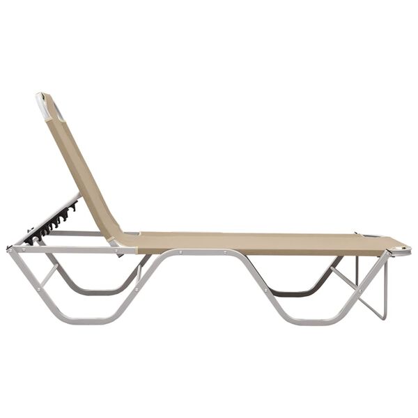 vidaXL Sun Lounger Aluminium and Textilene Cream