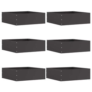 vidaXL Lawn Edging 6 pcs Black 40 x 40 x 13 cm Steel