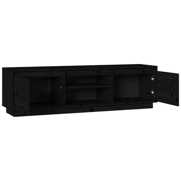 vidaXL TV Cabinet Black 140x35x40 cm Solid Wood Pine