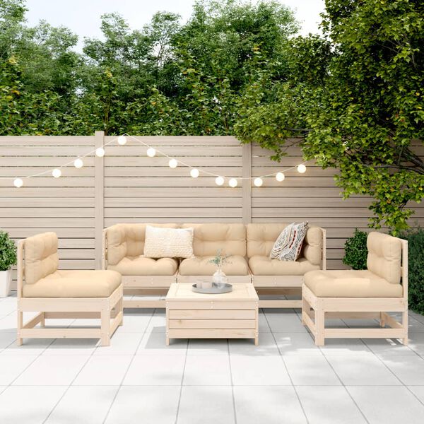vidaXL 6 Piece Garden Sofa Set Solid Wood Pine