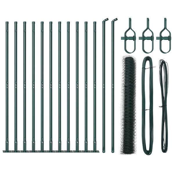 vidaXL Fence Post Green 25 x 0.8 m (50 mm mesh) Steel and PVC