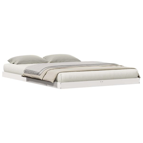 vidaXL Floor Bed Frame White 213.5 x 144 x 9 cm Solid Pine Wood
