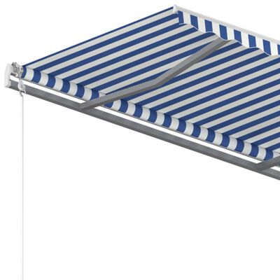 vidaXL Manual Retractable Awning with Posts 4.5x3 m Blue and White