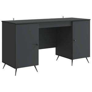 vidaXL Desk with Shelf Black 142.5 x 50 x 75 cm Engineered Wood