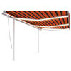 vidaXL Manual Retractable Awning with LED 6x3 m Orange and Brown