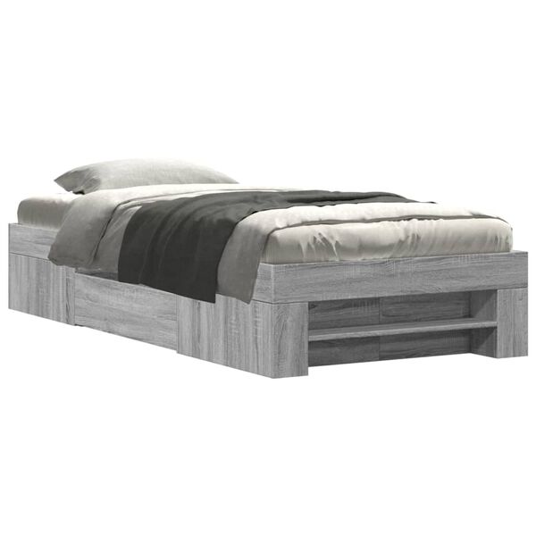 vidaXL Bed Frame without Mattress Grey Sonoma 90x200 cm Engineered Wood