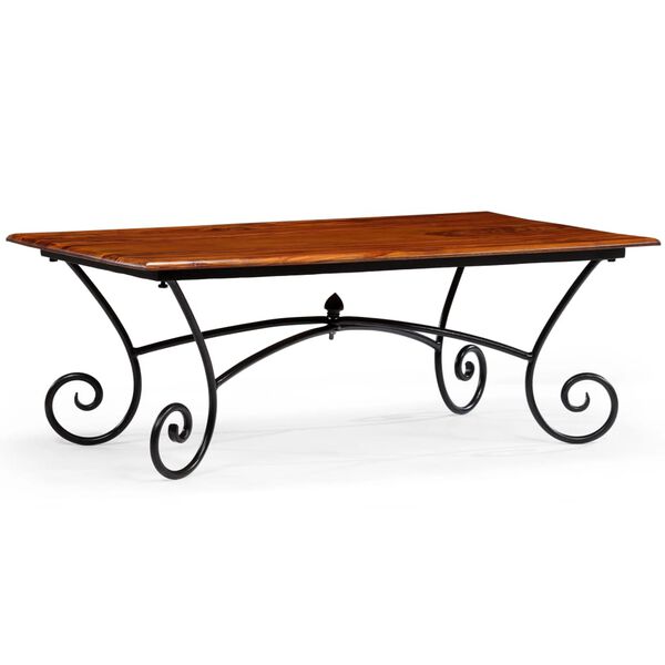 vidaXL Coffee Table with Curled Legs Solid Wood 110x60x39 cm