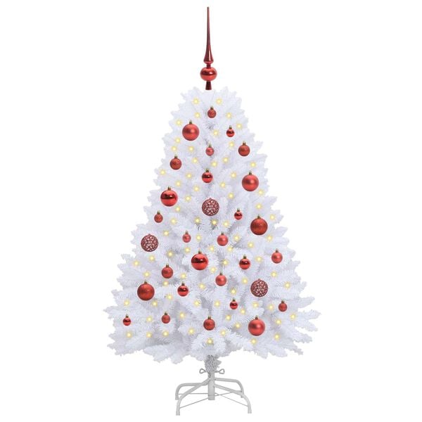 vidaXL Artificial Hinged Christmas Tree White 120 cm PVC and Steel