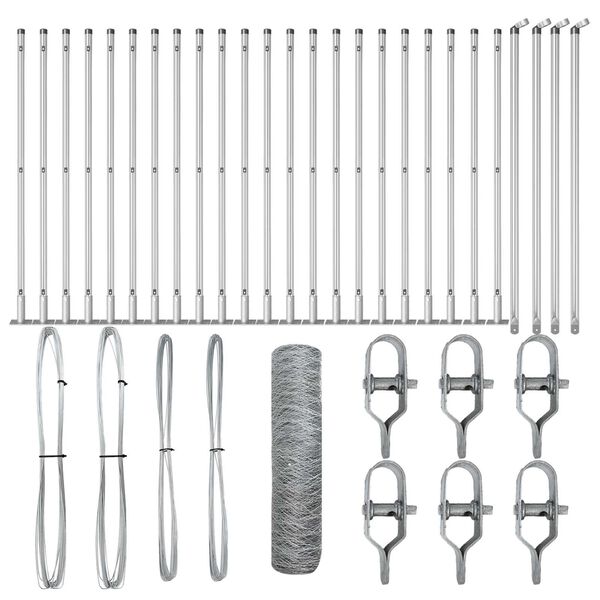 vidaXL Fence Post Silver 50 x 0.6 m (50 mm mesh) Steel