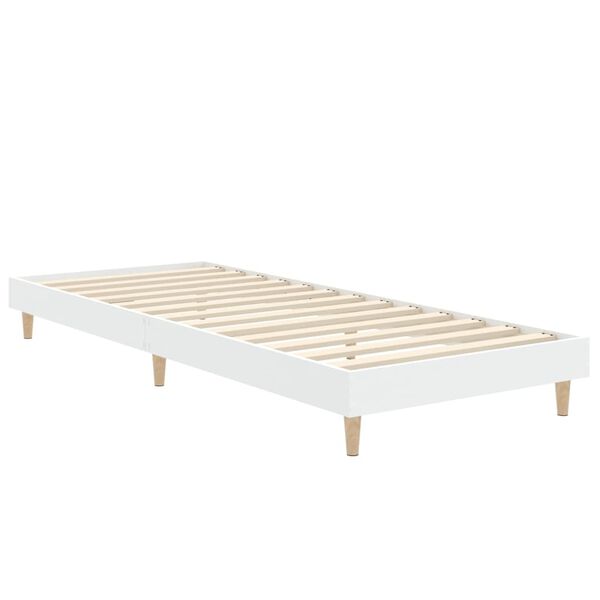 vidaXL Bed Frame without Mattress White 75x190 cm Small Single Engineered Wood