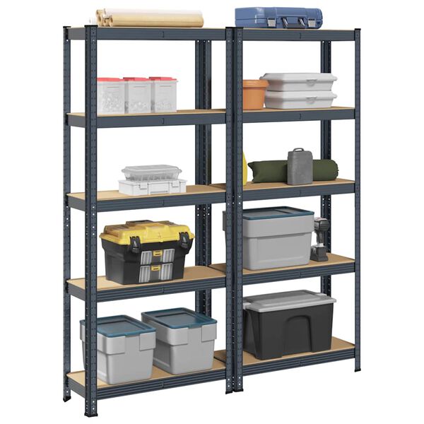 vidaXL 5-Layer Storage Shelves 2 pcs Anthracite Steel&Engineered Wood