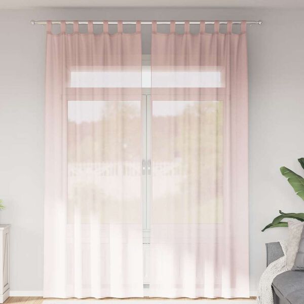 vidaXL Voile Curtains with Rod Pockets 2 pcs Light Pink