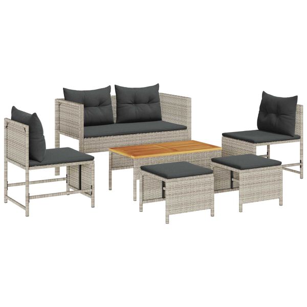 vidaXL Garden Sofa Set 6 pcs Light grey and dark grey Poly Rattan