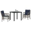 vidaXL Garden Dining Set with Cushion 3 pcs Grey and Black Rattan