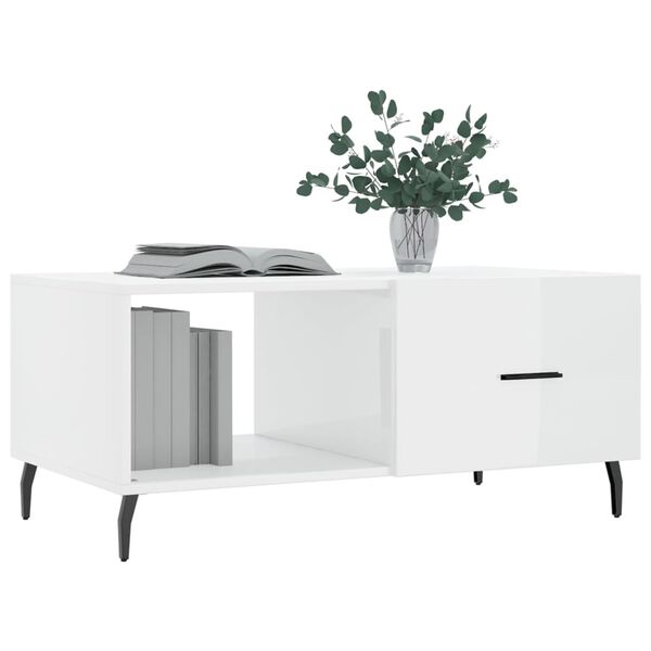 vidaXL Coffee Table High Gloss White 90x50x40 cm Engineered Wood
