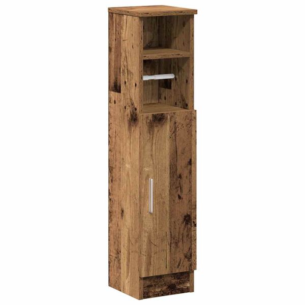 vidaXL Bathroom Cabinet with Roll Holder Old Wood 20.5x22x90 cm