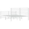 vidaXL Metal Bed Frame without Mattress with Footboard White 140x190cm