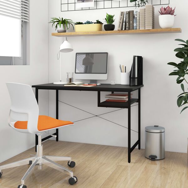 vidaXL Computer Desk Black 105x55x72 cm MDF and Metal