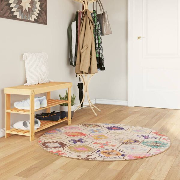 vidaXL Rug Washable Multicolour &Oslash; 120 cm Anti Slip