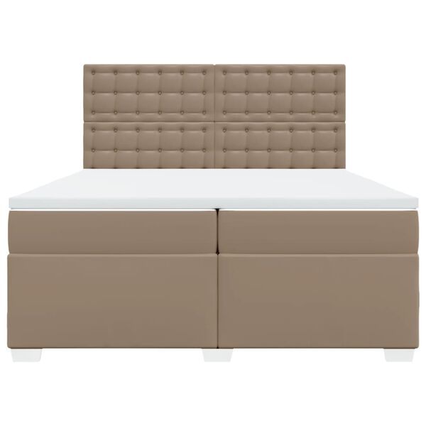 vidaXL Box Spring Bed with Mattress Cappuccino 200x200 cm Faux Leather