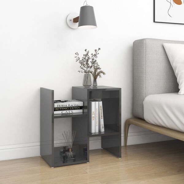 vidaXL Bedside Cabinets 2 pcs High Gloss Grey 50x30x51.5 cm Engineered Wood