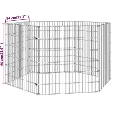 vidaXL 6-Panel Rabbit Cage 54x60 cm Galvanised Iron