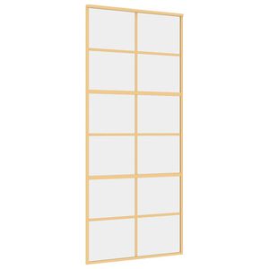 vidaXL Sliding Door Gold 90x205 cm Clear ESG Glass and Aluminium