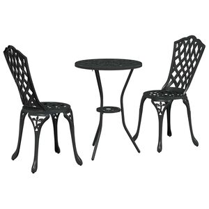 vidaXL Garden Bistro Set 3 pcs Black Aluminium