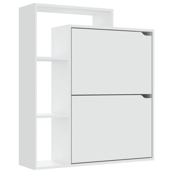 vidaXL Shoe Cabinet White 79.5x24x90.5 cm Engineered Wood