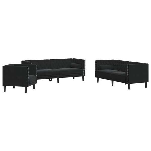 vidaXL Sofa Set Black Velvet