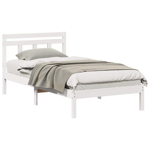 vidaXL Bed Frame White 100 x 200 cm Solid Pine Wood
