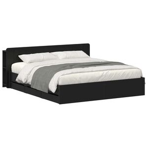 vidaXL Bed Frame with Storage and Headboard Black 180 x 200 cm