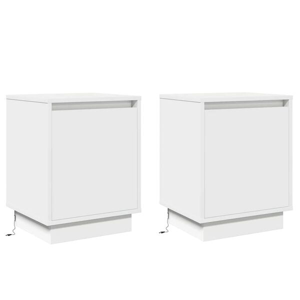 vidaXL Bedside Cabinet 2 pcs White 39 x 34.5 x 50 cm Engineered wood